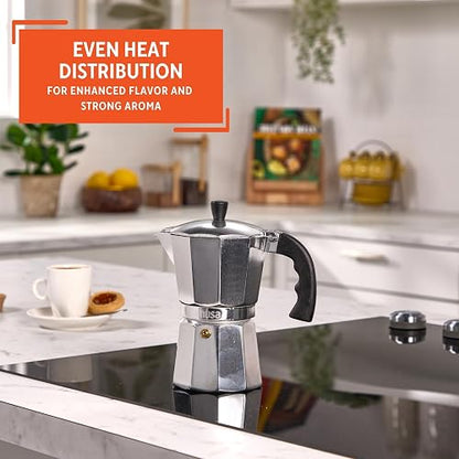 IMUSA Cafetera de espresso para estufa, Plateado, 6 Tazas, 1