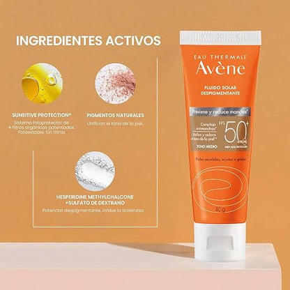 Avene Protector Solar Facial con Color FPS50+ Piel Mixta Tono Medio, 40g
