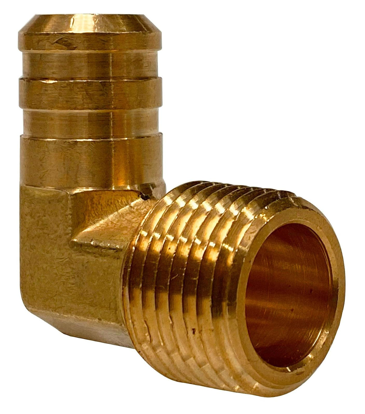 Anderson Metals Conector de Latón Codo 90° Manguera-Tubo - 5 - 8" Barb x 3 - 8" NPT Male