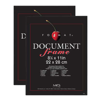 MCS Marco de Documentos para Diploma y Certificado, 8.5 x 11 in, Negro - Paquete de 2 - 8.5 x 11 in - Negro