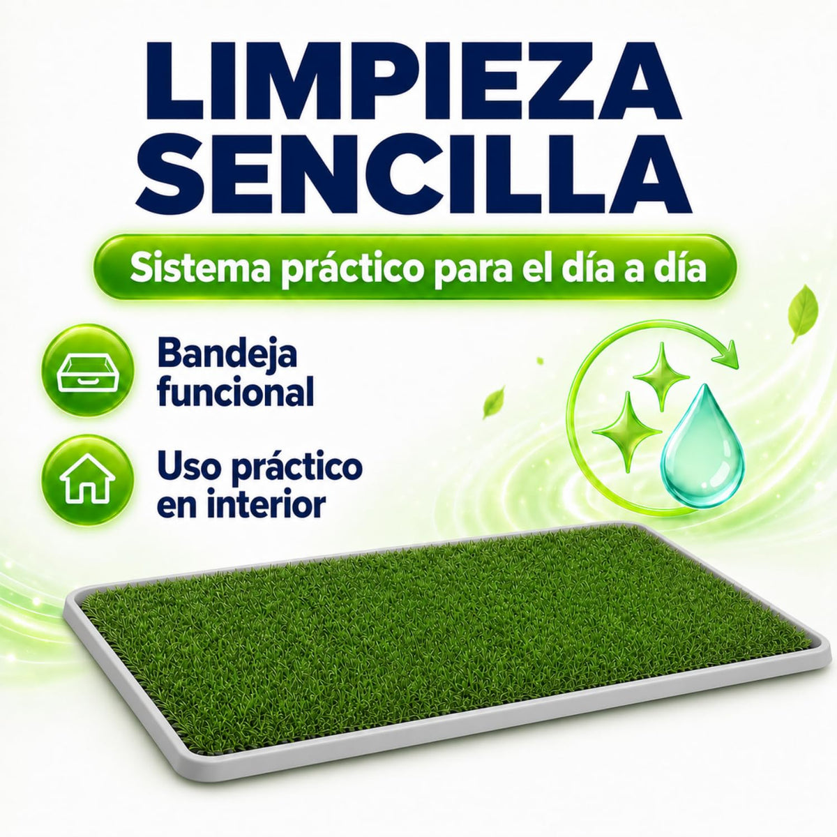 Fancy Pets Tapete de Entrenamiento para Perros Doggie Grass | Pasto Sintético con Bandeja y Rejilla | XCH 50x40 cm
