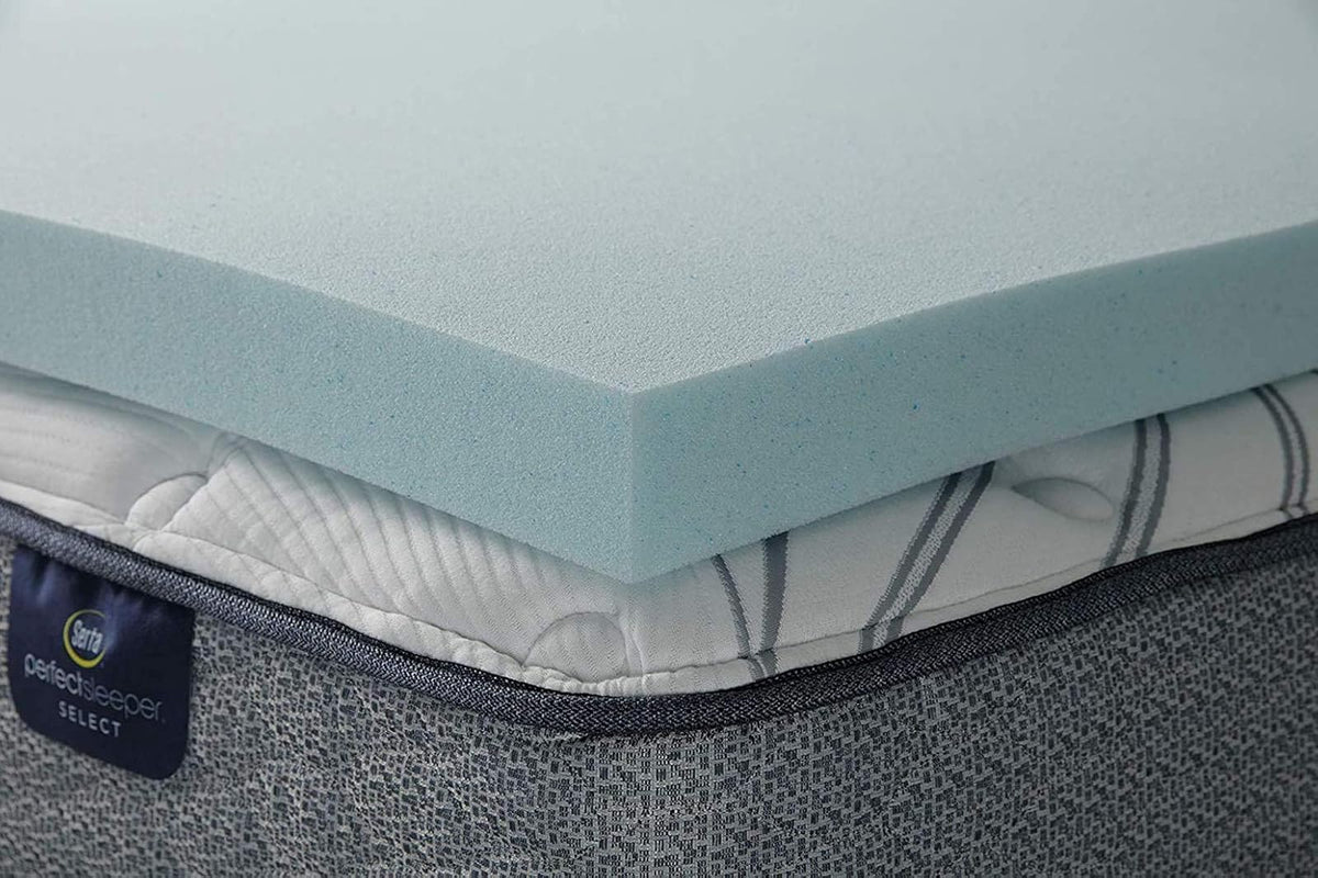 Serta ThermaGel - Cubrecolchón de Espuma viscoelástica para aliviar la presión, 3 Pulgadas, Color Azul Individual