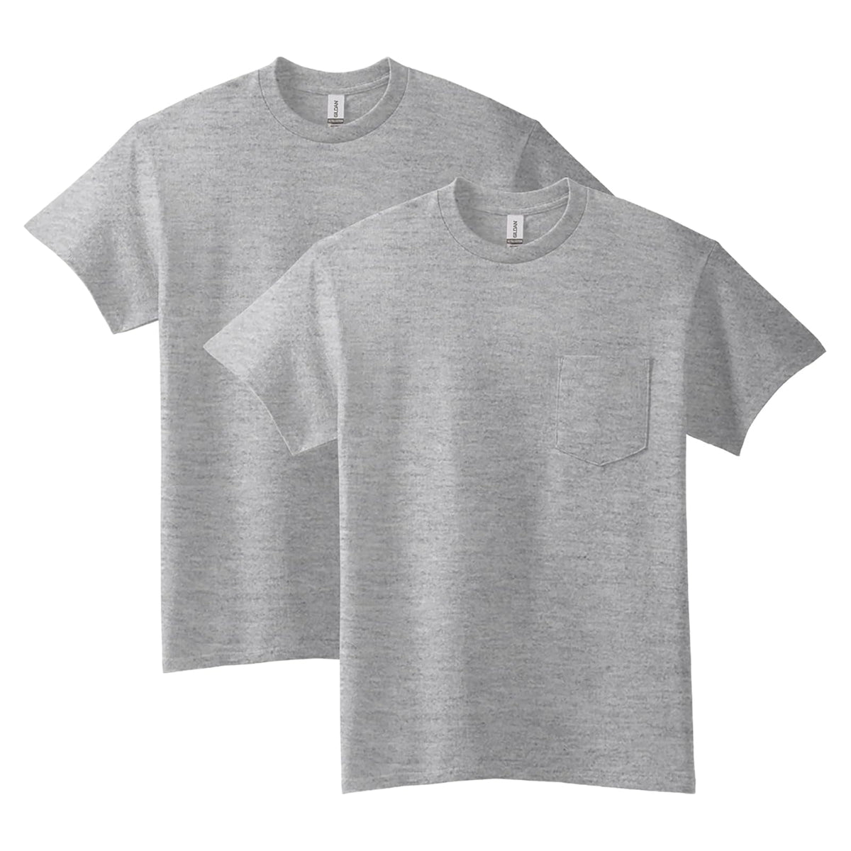 Gildan Camiseta de algodón Ultra para Adultos con Bolsillo, Paquete de 2 Camisa para Hombre - Gris (Sport Grey) - M