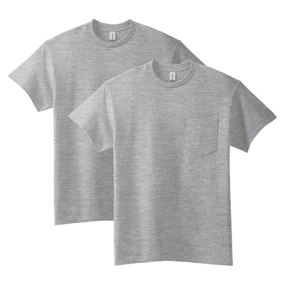 Gildan Camiseta de algodón Ultra para Adultos con Bolsillo, Paquete de 2 Camisa para Hombre - Gris (Sport Grey) - M