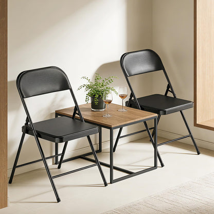 Paquete de 4 sillas Plegables Negras con cojín y Respaldo Acolchados, cómodo Asiento Acolchado con Marco de Metal Duradero, Silla Plegable portátil apilable para el hogar, Oficina, Fiesta, Eventos