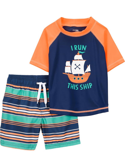 Simple Joys by Carter's - Juego de 2 camisetas con protección solar para niños