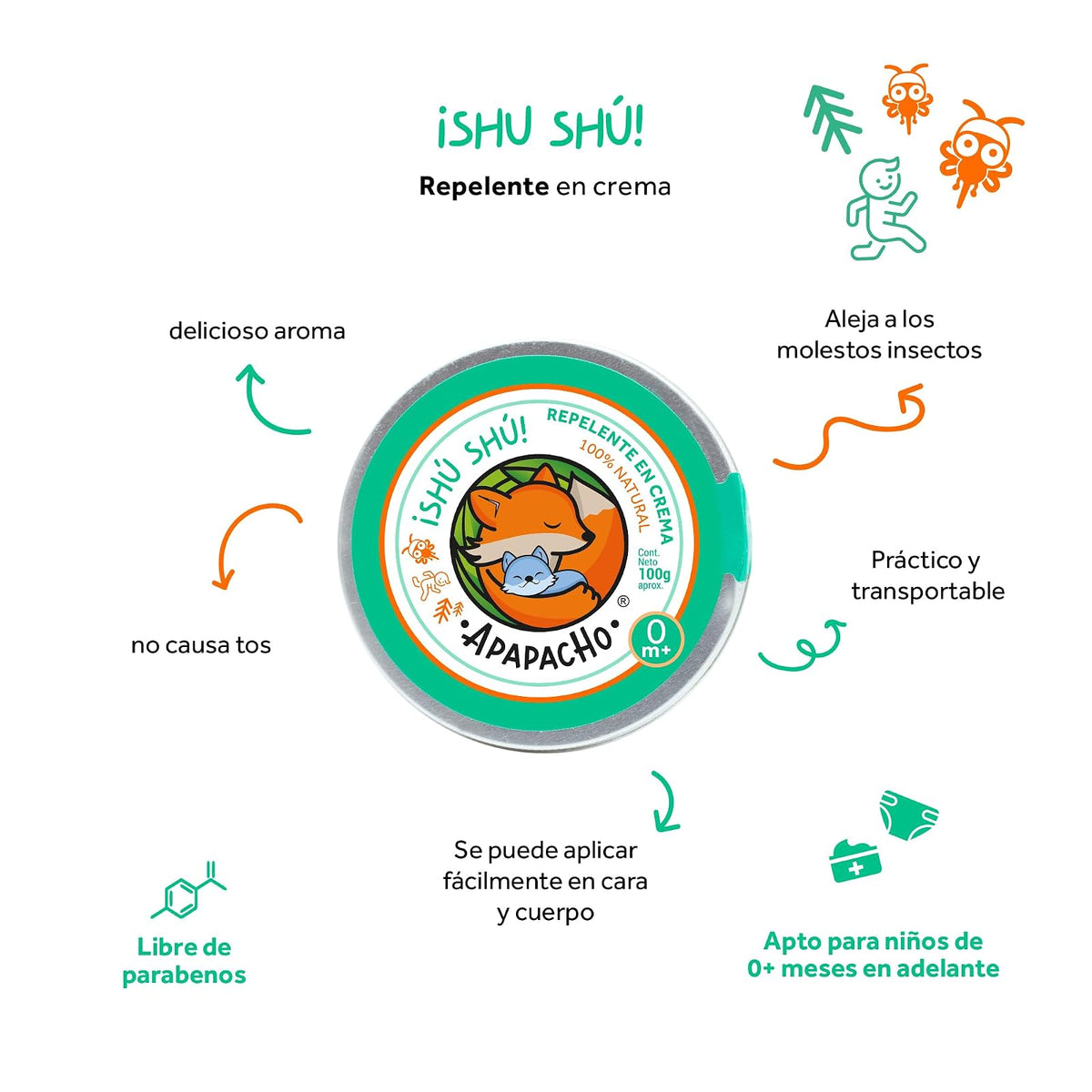 Apapacho B?lsamos ?sh? Repelente en Crema | Mantente a salvo de las picaduras y mordeduras de insectos mientras cuidas e hidratas tu piel.