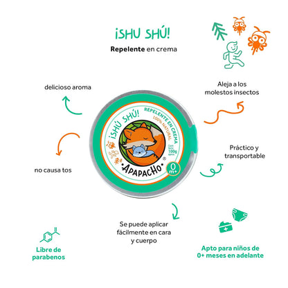 Apapacho B?lsamos ?sh? Repelente en Crema | Mantente a salvo de las picaduras y mordeduras de insectos mientras cuidas e hidratas tu piel.