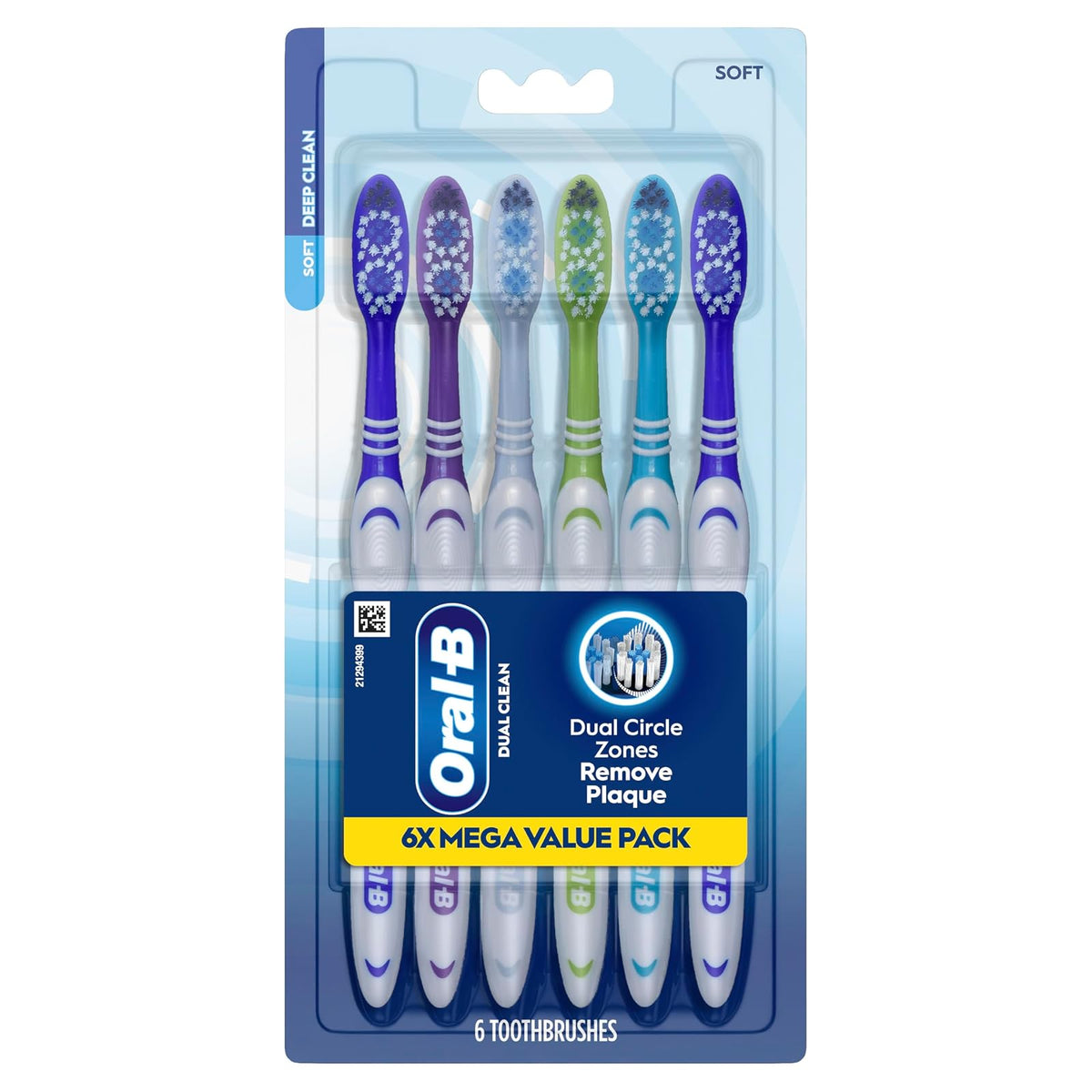 Oral-B cepillo para polvo de dientes de doble limpieza, suave, 6 unidades