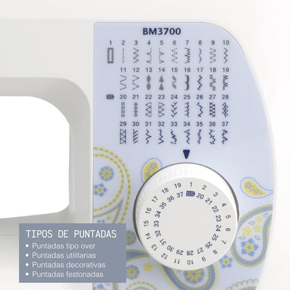 Brother BM-3700 - Máquina de coser (Blanco, Máquina de coser automática, Costura, Eléctrico, 389 mm, 159 mm)