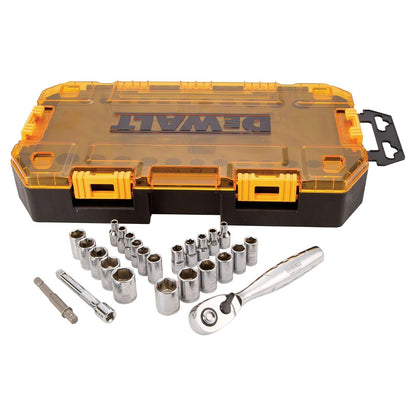 DEWALT - Juego de llaves de accionamiento, SAE/métrico, unidad de 1/4 pulgadas, 25 piezas (DWMT73805)