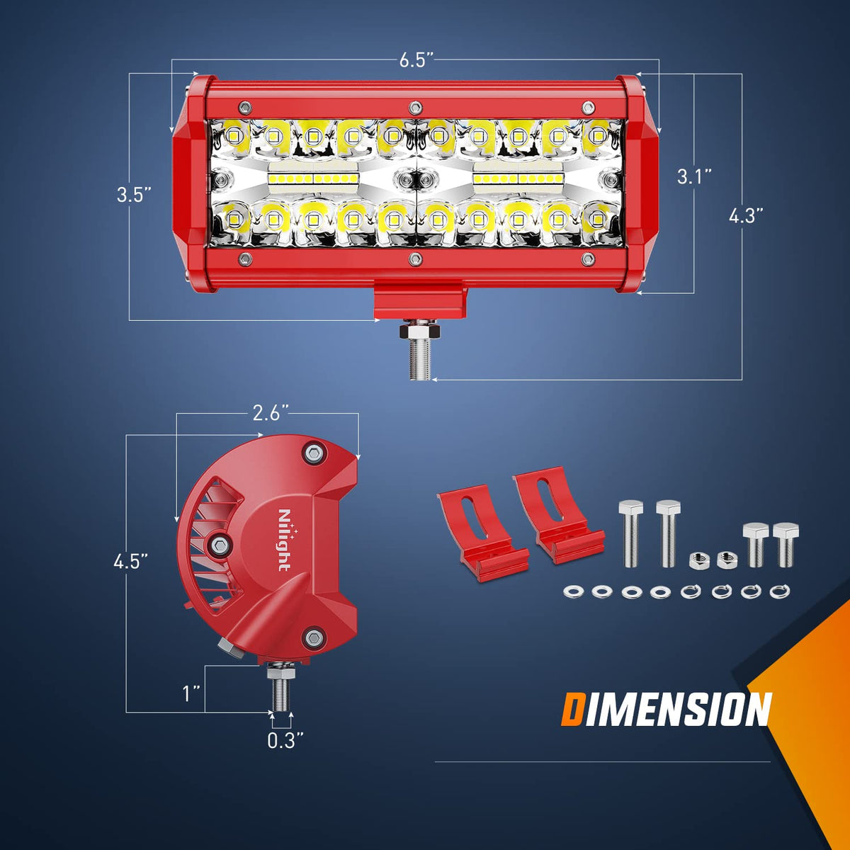 Nilight - Barra de luz LED de 6.5 pulgadas de triple fila de luces combinadas con kit de cableado para conducción de niebla, iluminación de trabajo en todoterreno, camión, SUV, ATV UTV