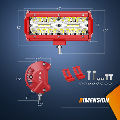Nilight - Barra de luz LED de 6.5 pulgadas de triple fila de luces combinadas con kit de cableado para conducción de niebla, iluminación de trabajo en todoterreno, camión, SUV, ATV UTV