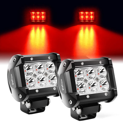 Nilight Luz LED Roja de 4 Pulgadas 18W | 2 unidades, luz antiniebla para conducción, pesca, caza, emergencia, señal seguridad, remolque - Rojo