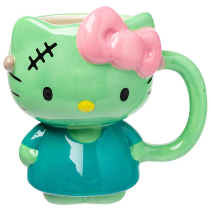 Silver Buffalo Taza de Cerámica 3D Hello Kitty, 20 oz - Disfraz de Halloween de Hello Kitty Frankenstein