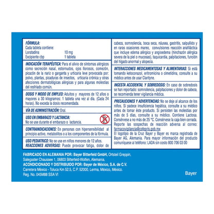 Clarityne Antihistamínico 10 Tabletas Loratadina
