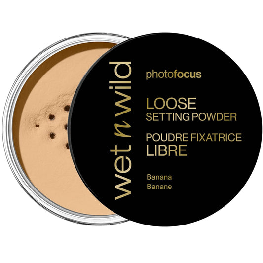 Wet n Wild Photo Focus Polvo Banana Suelto, Acabado Suave, Vegano, Sin Parabenos, Efecto Mate, Larga Duración, Fijador de Maquillaje Ligero para Base, Corrector y Rubor, Anti Flash en Fotos, Reduce Brillo