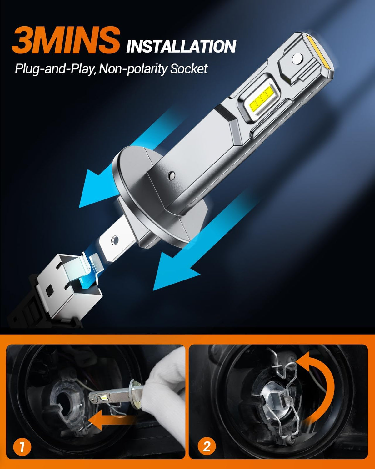 SEALIGHT Bombillas H1 40000LM 6500K Blanco Frío Diseño 1:1 Vida útil de más de 50000 horas, Instalación de 3 minutos, paquete de 2