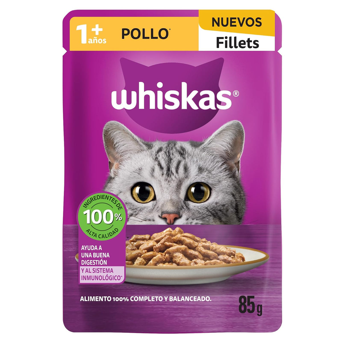 Whiskas Sobres para Gato Adulto 48 Pack 24 Sabor Atún y 24 Sabor Pollo