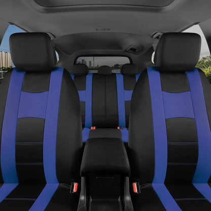 BDK - Juego completo de fundas para asientos de automóvil CarXS Forza Blue, fundas para asientos delanteros bicolores con funda de asiento trasero a juego para automóviles, protectores de asiento de automóvil de politela con diseño de banco dividido, fundas p