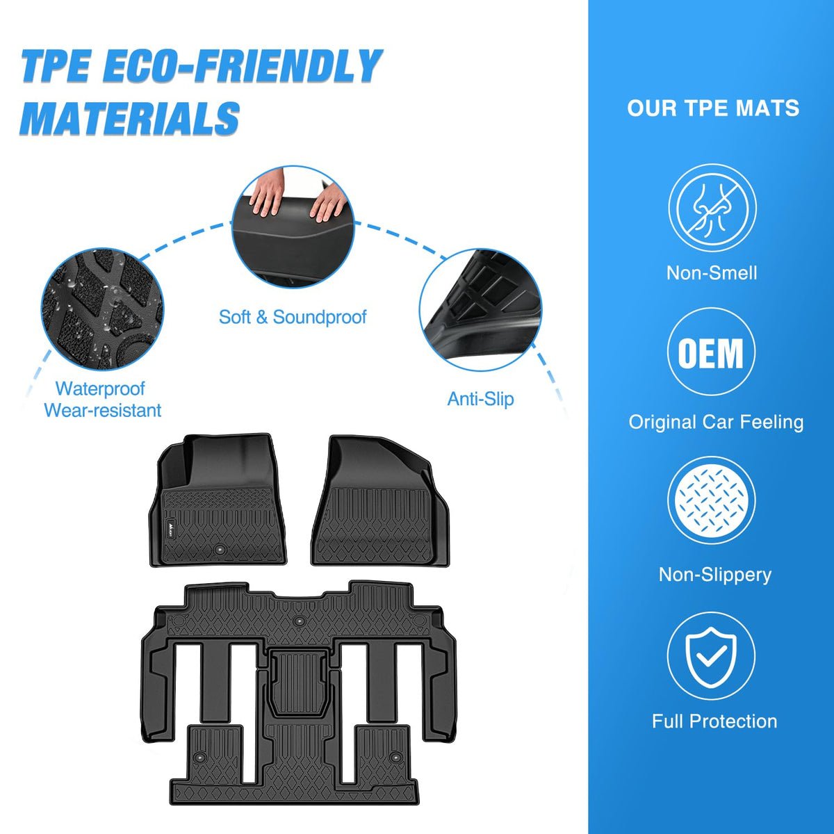Nilight Tapetes para Chevy Traverse 2009-2017/2008-2017 Buick Enclave / 2007-2010 Saturn Outlook / 2007-2016 GMC Acadia para Todo Tipo de Clima, Ajuste Personalizado para Todo Tipo de Clima