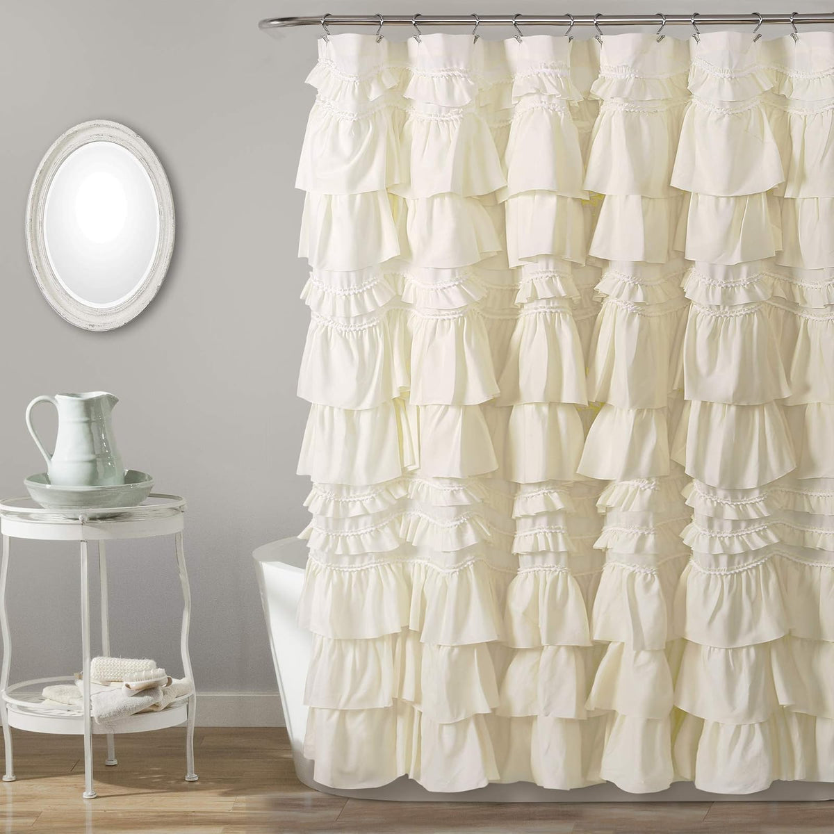 Lush Decor Kemmy Cortina de Ducha, Ivory, 72" x 72", 1
