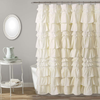 Lush Decor Kemmy Cortina de Ducha, Ivory, 72" x 72", 1