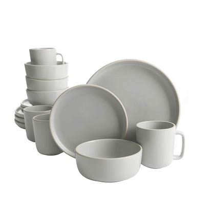 Gibson Home Zuma Vajilla de Gres, Servicio para 4 o 6 - Service for Four (16pcs) - Gris claro