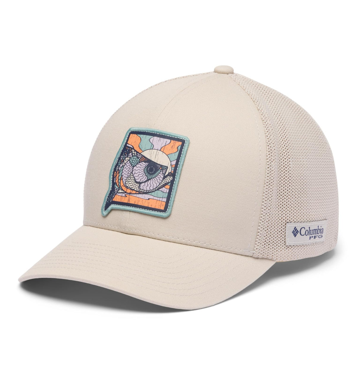 Columbia PFG Patch Mesh Ball Cap Tapa Unisex Adulto - XL - Piedra oscura - pez atardecer