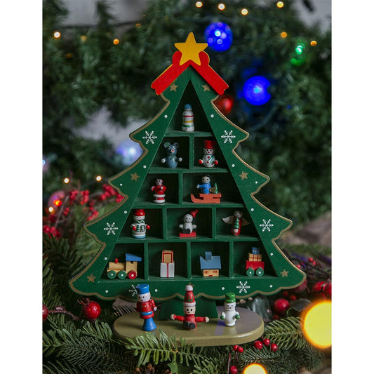 Running Decora | Árbol de Navidad de Madera con cajones | Navidad Decoración | Adornos Navideños | Color Verde | 28 cm