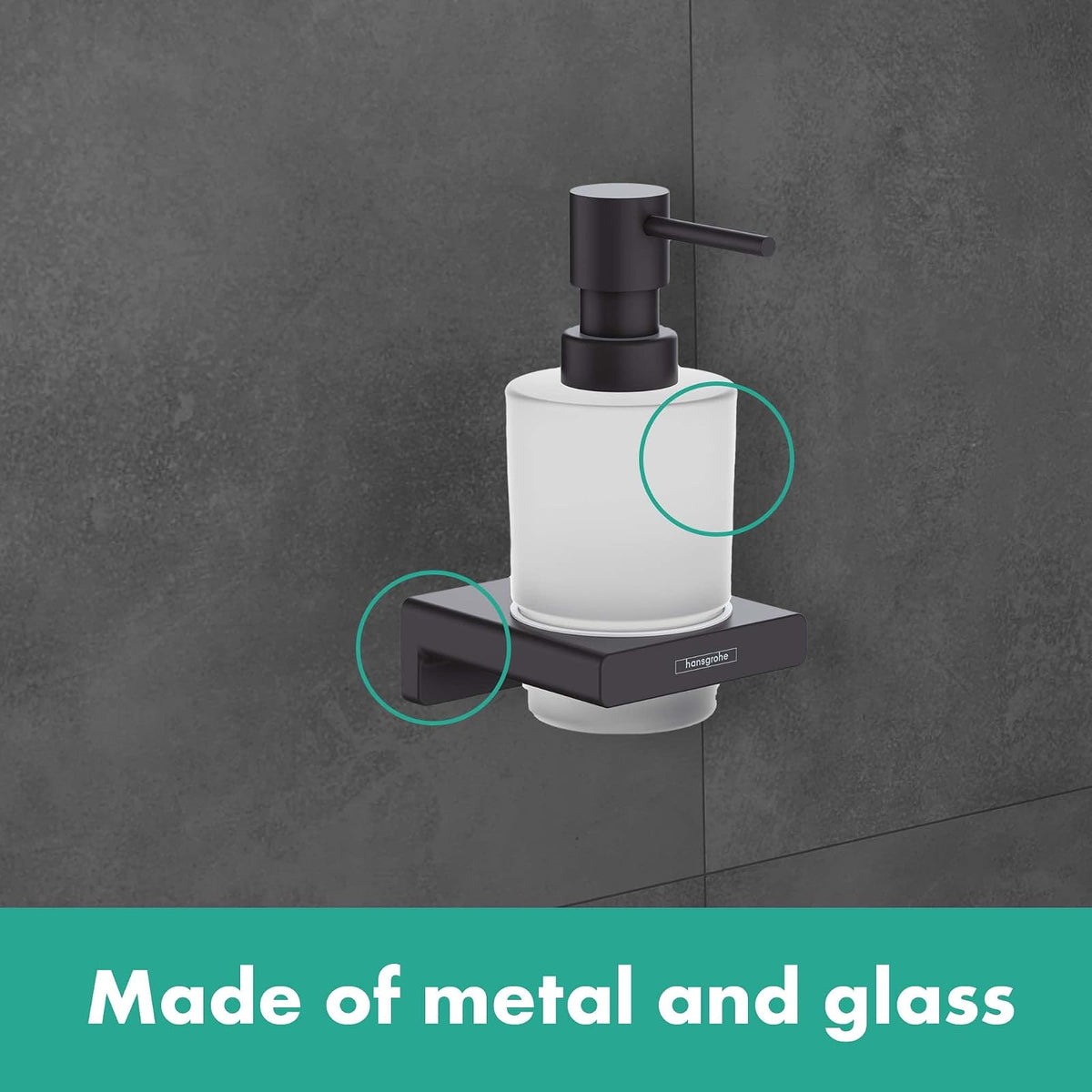 hansgrohe AddStoris - Dispensador de jabón líquido en Negro Mate de 6 Pulgadas, Accesorios en Negro Mate, 41745670