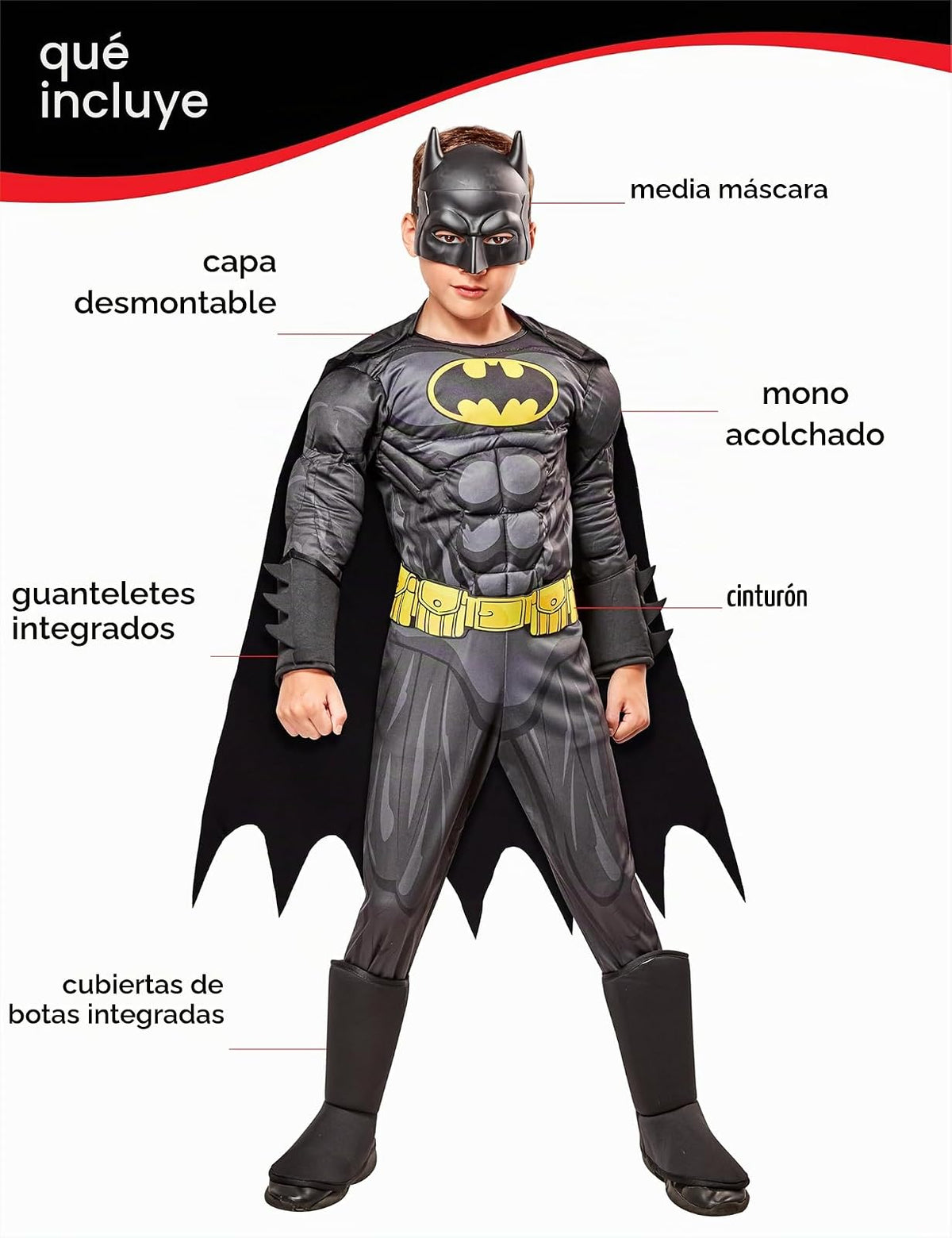 Rubie's - Disfraz de Batman de DC Comics para niños, talla XS