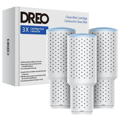 Dreo Clean Mist Cartucho de 3 unidades para humidificadores, compatible con humidificadores Dreo HM311/311S/524/524S/306, reduce la acumulación de contaminantes, niebla más saludable, limpieza más