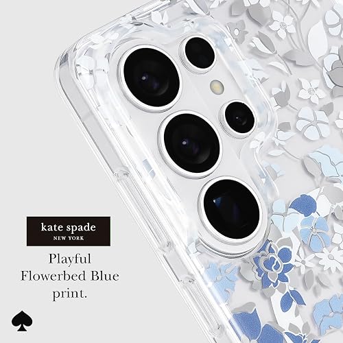 Kate Spade New York Funda para Samsung Galaxy S26 Ultra – [Carga magnética e inalámbrica] – Funda de diseñador – Flores con Piedras Preciosas Azules