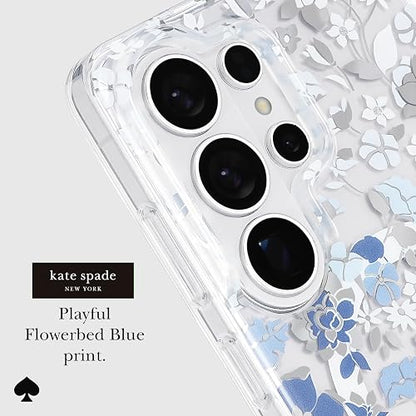 Kate Spade New York Funda para Samsung Galaxy S26 Ultra – [Carga magnética e inalámbrica] – Funda de diseñador – Flores con Piedras Preciosas Azules