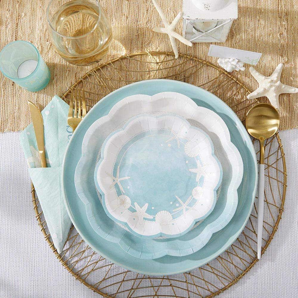 Kate Aspen Beach Party 7 pulgadas Platos de papel decorativos de primera calidad (350 g/m² de peso, juego de 16) – perfectos para despedidas de soltera y bodas