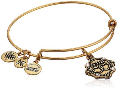 Alex and Ani - Brazalete para mujer, diseño con texto en inglés "Because I Love You, Sister", color dorado, expandible