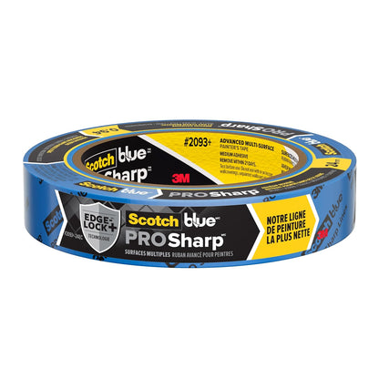 ScotchBlue PROSharp Cinta de pintor de 1 pulgada de ancho (0.95 pulgadas x 60 yardas), 1 rollo de cinta azul protege las superficies y se quita fácilmente, cinta de bloqueo de bordes para uso en