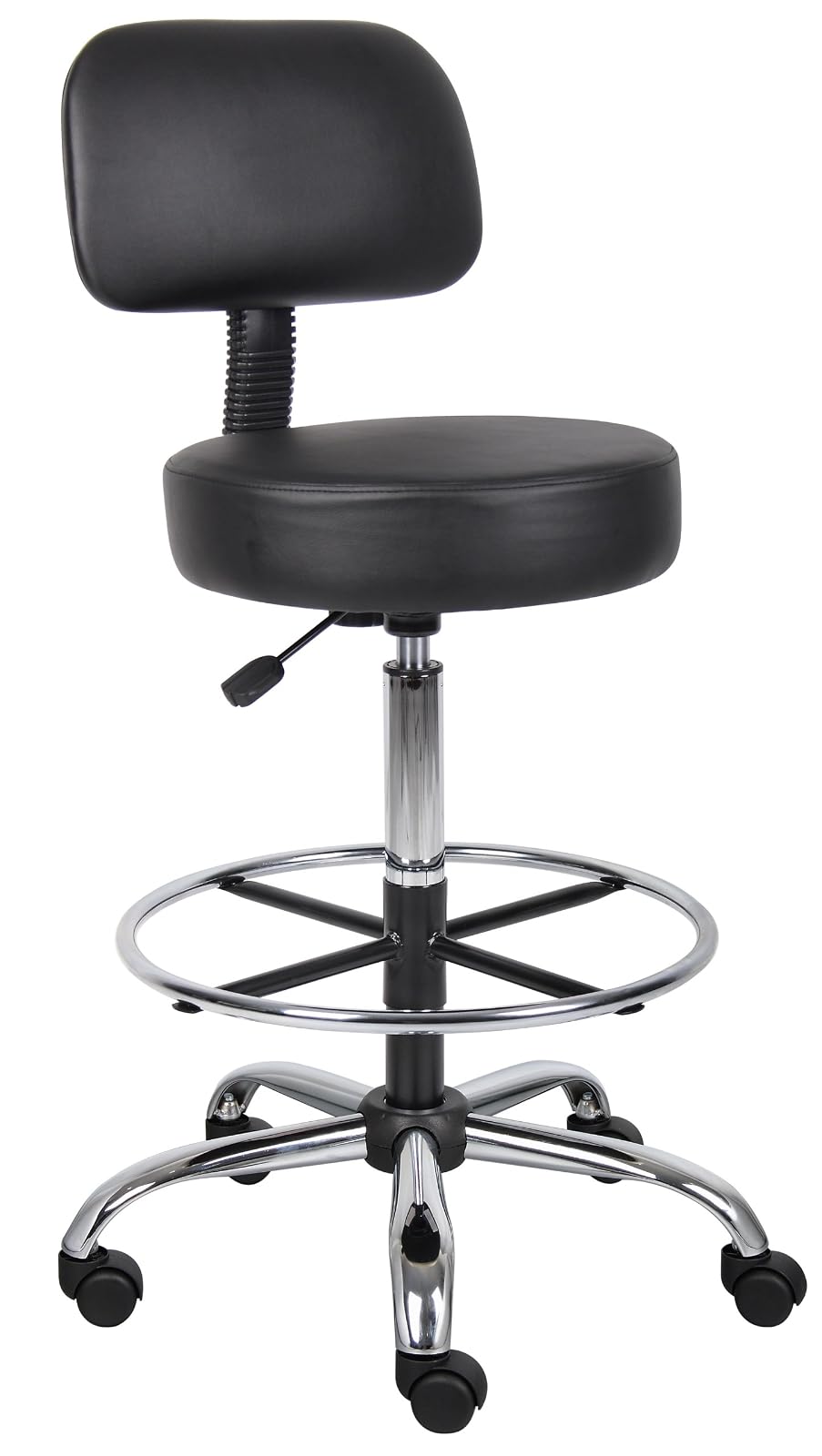 Boss B16245-BK Caressoft Medical/Drafting Stool with Back Cushion