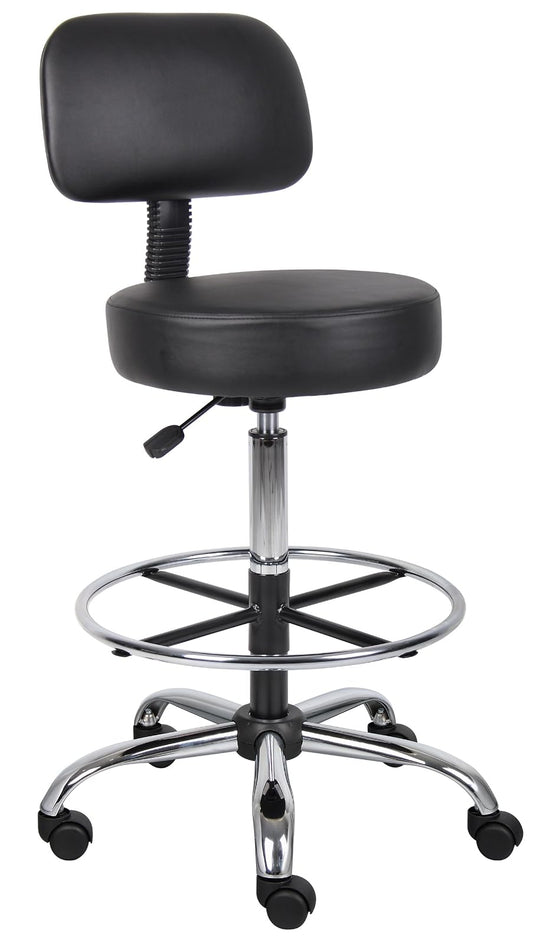 Boss B16245-BK Caressoft Medical/Drafting Stool with Back Cushion