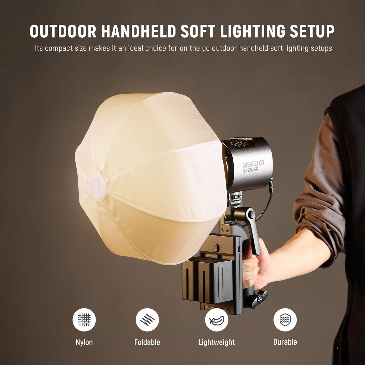 NEEWER 12"/30cm Softbox Linterna con NEEWER Montaje (No Bowens), 360° Omnidireccional Mini Softbox Modificador Difusor de Luz Liberación Rápida para MS60 MS60B MS60C MS150B Luz Estudio Video LED,NS6L