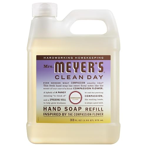 SEÑORA. Recambio de jabón para manos MEYER'S CLEAN DAY, elaborado con aceites esenciales, fórmula biodegradable, flor de la compasión, 33 fl. onz
