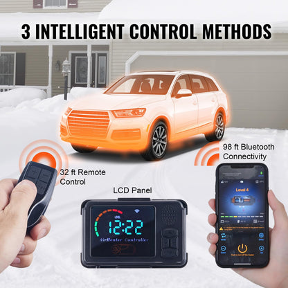 VEVOR - Calentador de aire diesel de 8 KW, control de aplicación Bluetooth, calentador diesel todo en uno con ajuste automático de altitud, control remoto y LCD, calentador de estacionamiento portátil