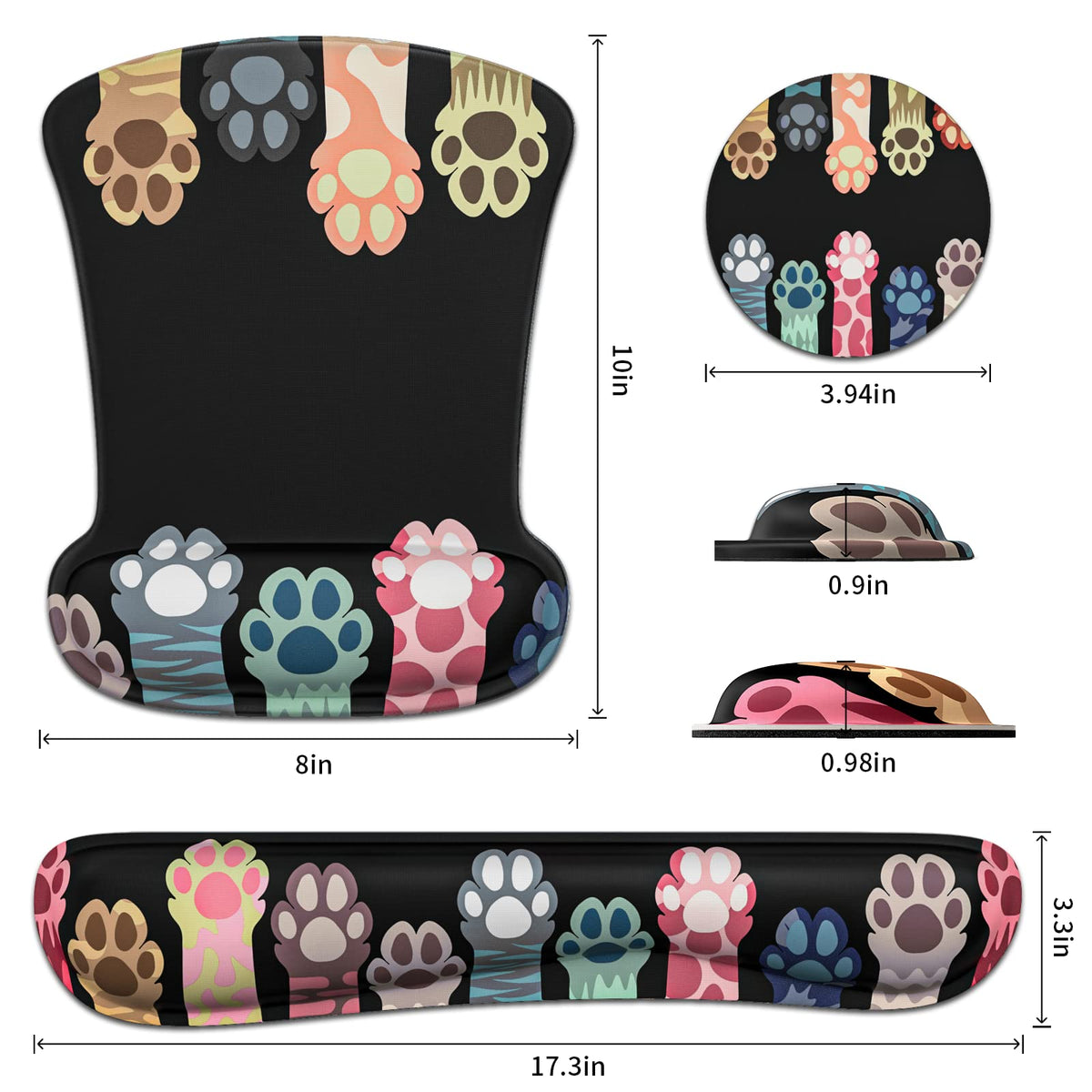 Soporte para reposamuñecas de gel ergonómico para mouse y teclado de espuma viscoelástica, base de poliuretano de goma antideslizante, falfombrilla de mouse para computadora y oficina