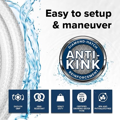 Camco TastePURE - Manguera de agua potable de 25 pies, no contiene plomo, sin BPA y sin ftalato, cuenta con diseño reforzado y hecho de PVC, diámetro interior de 1/2 pulgadas, fabricado en los Estados