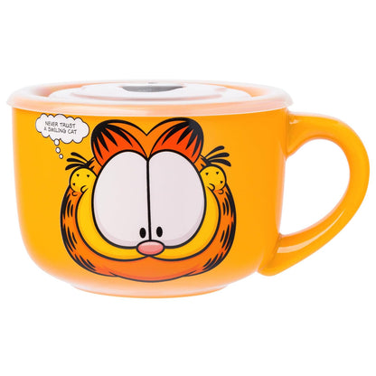 Silver Buffalo Taza de Sopa de Cerámica Peanuts, 24 oz - Garfield: Nunca confíes en un gato sonriente