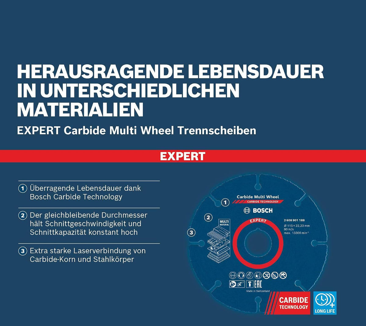 Bosch EXPERT Carbide Disco de corte Multi-Wheel 115mm
