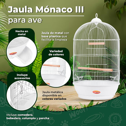 Redkite Jaula Monaco III para Aves 40 x 70 cm Metálica con Accesorios y Diseño Vertical