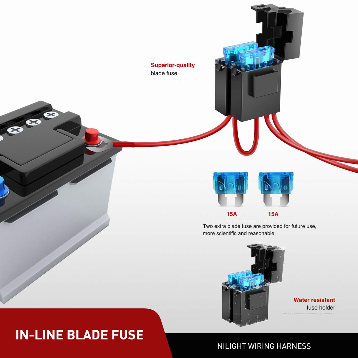 Nilight Kit de Arnés de Cableado para Barra de Doble Color Blanco/Ámbar, 16 AWG, 12 V, 10031W