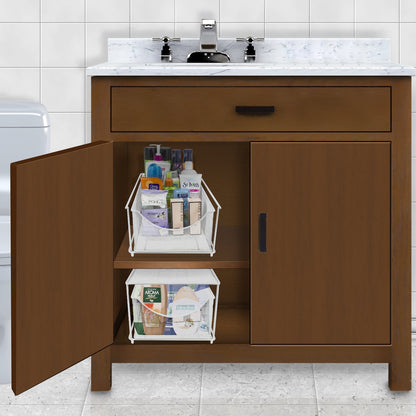 Sorbus® Cabinet Organizer Set—Mesh Storage Organizer with Pull Out Drawers—Ideal for Countertop, Cabinet, Pantry, Under the Sink, Desktop and More (White 2 Drawer)